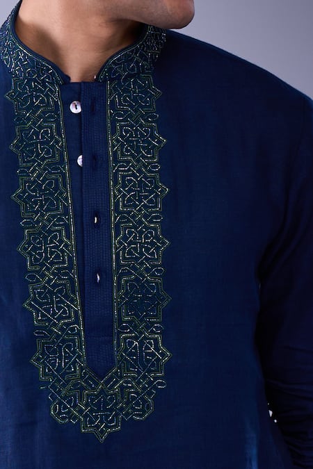 Aariyana Couture Blue Cut Work Cutdana Embroidered Kurta at Aza Fashions Aariyana Couture_Blue Cut Work Cutdana Embroidered Kurta _at_Aza_Fashions