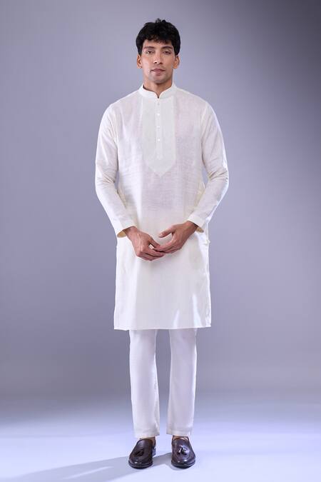 Buy_Aariyana Couture_Ivory Embroidery Thread Work Placket Kurta 