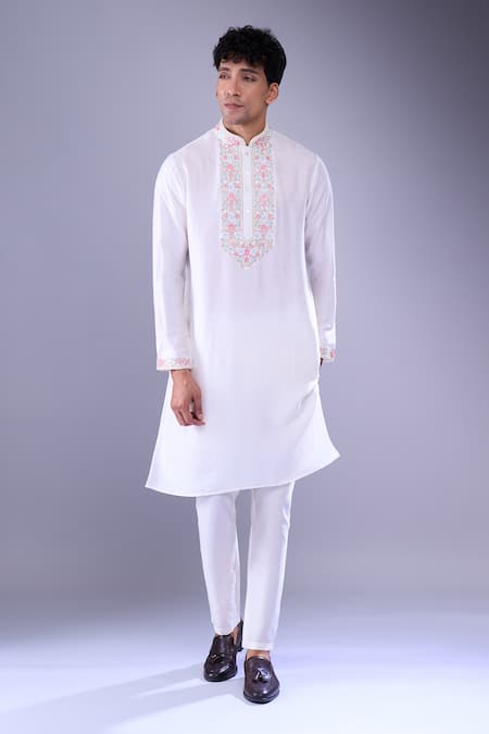 Aariyana Couture Ivory Cotton Embroidery Thread Work Kurta Set Online at Aza Fashions Aariyana Couture_Ivory Cotton Embroidery Thread Work Kurta Set _Online_at_Aza_Fashions