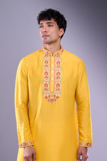 Buy Aariyana Couture Yellow Cotton Embroidery Kurta Set With Pant Online at Aza Fashions Buy_Aariyana Couture_Yellow Cotton Embroidery Kurta Set With Pant _Online_at_Aza_Fashions