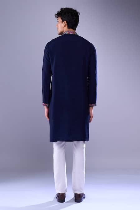 Aariyana Couture Floral Embroidered Navy Kurta Set 