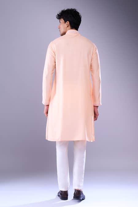 Aariyana Couture Floral Embroidered Peach Kurta Set 