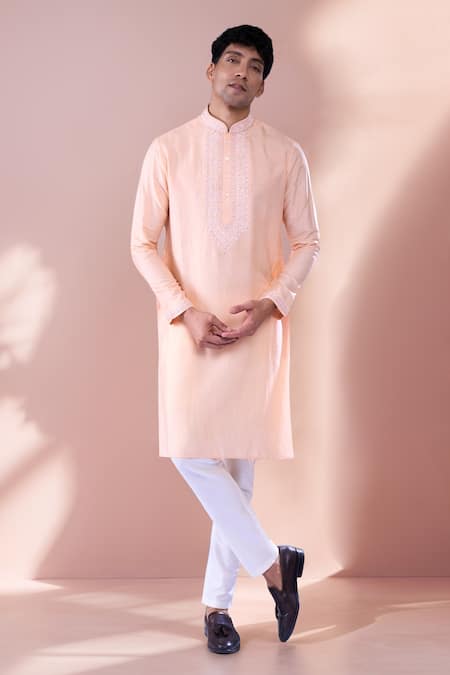 Alaya Advani Floral Embroidered Peach Kurta Set 