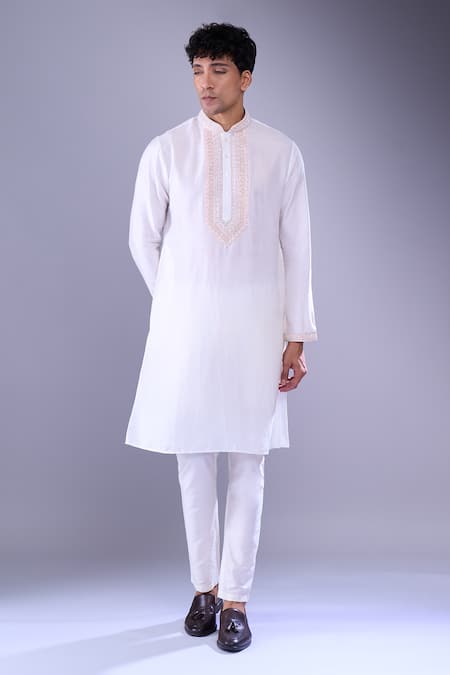 Shop Aariyana Couture Ivory Cotton Embroidery Kurta Set Online at Aza Fashions Shop_Aariyana Couture_Ivory Cotton Embroidery Kurta Set _Online_at_Aza_Fashions