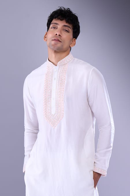 Aariyana Couture Ivory Cotton Embroidery Kurta Set at Aza Fashions Aariyana Couture_Ivory Cotton Embroidery Kurta Set _at_Aza_Fashions