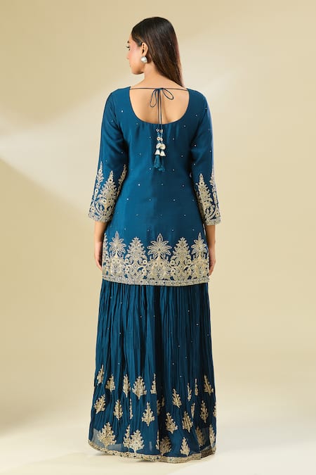 Samyukta Singhania Floral Embroidered Kurta Sharara Set 