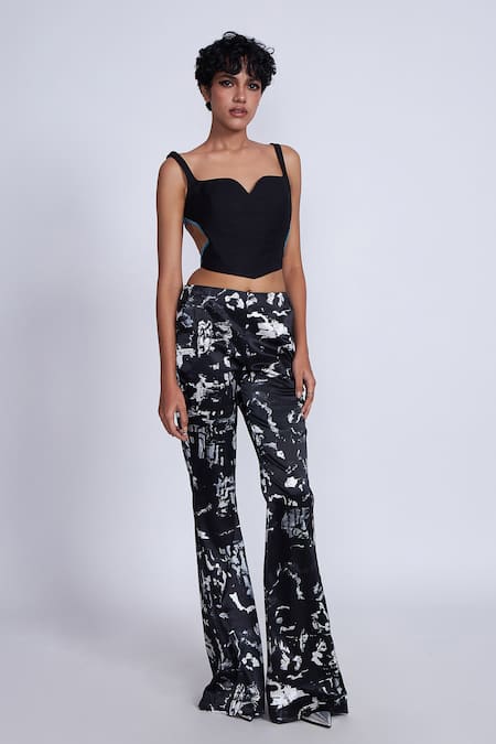 Shop_Advait_Black Polyester, Cotton Sweetheart Neck Structured Cut-out Corset Top _Online_at_Aza_Fashions