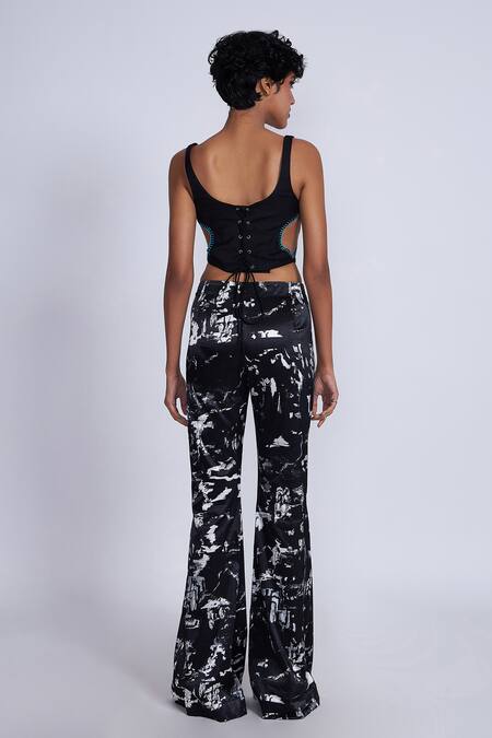 Shop_Advait_Black Polyester, Cotton Sweetheart Neck Structured Cut-out Corset Top _at_Aza_Fashions