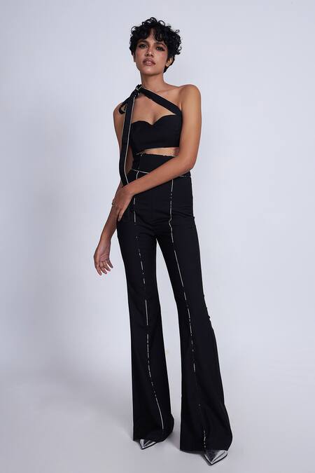 Buy Advait Black Polyester, Cotton Piping Sweetheart Neck Detail Bandeau Top Online at Aza Fashions Buy_Advait_Black Polyester, Cotton Piping Sweetheart Neck Detail Bandeau Top _Online_at_Aza_Fashions