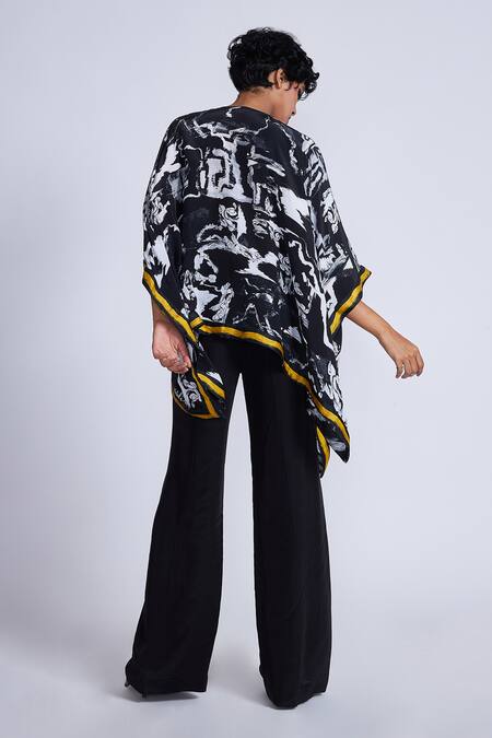 Shop Advait Multi Color Crepe V-neck Multicolor Paint Splash Kaftan Top at Aza Fashions Shop_Advait_Multi Color Crepe V-neck Multicolor Paint Splash Kaftan Top_at_Aza_Fashions