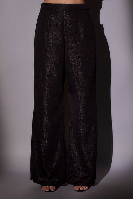 Shop_Ajiesh Oberoi_Black Lurex Crystals, Sequins, Beads Round Neck Embroidered Kurta And Pant Set _Online_at_Aza_Fashions