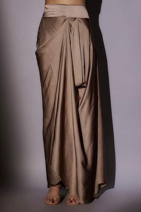 Ajiesh Oberoi_Beige Lurex Crystals, Stones, Beads Scoop Neck, Embellished Jacket And Pant Set _at_Aza_Fashions