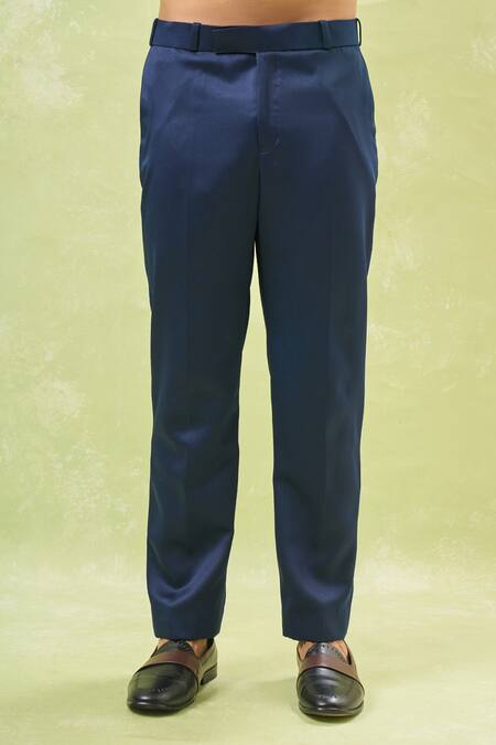 Buy_Arihant Rai Sinha_Blue Velvet, Polyester, Cotton, Silk Sequins, Embroidery Geometric Tuxedo Set _Online_at_Aza_Fashions