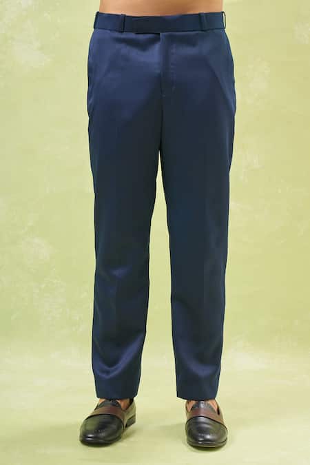 Shop Arihant Rai Sinha Blue Cotton, Polyester Embroidery Floral Tuxedo Set Online at Aza Fashions Shop_Arihant Rai Sinha_Blue Cotton, Polyester Embroidery Floral Tuxedo Set _Online_at_Aza_Fashions