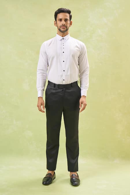 Shop_Arihant Rai Sinha_Black Velvet, Polyester, Cotton, Silk Sequins, Embroidery Tuxedo Set _Online_at_Aza_Fashions