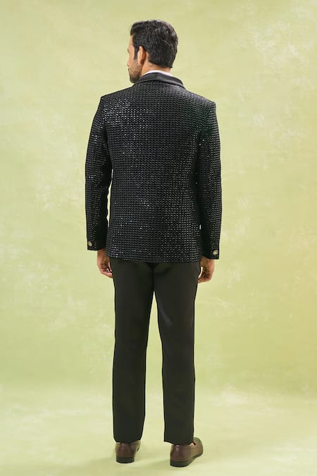 Arihant Rai Sinha Black Sequin Embroidered Tuxedo Set 