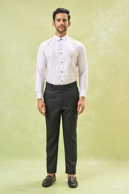 Arihant Rai Sinha_Blue Jacquard, Polyester, Cotton Sequins, Embroidery Floral Tuxedo Set _at_Aza_Fashions