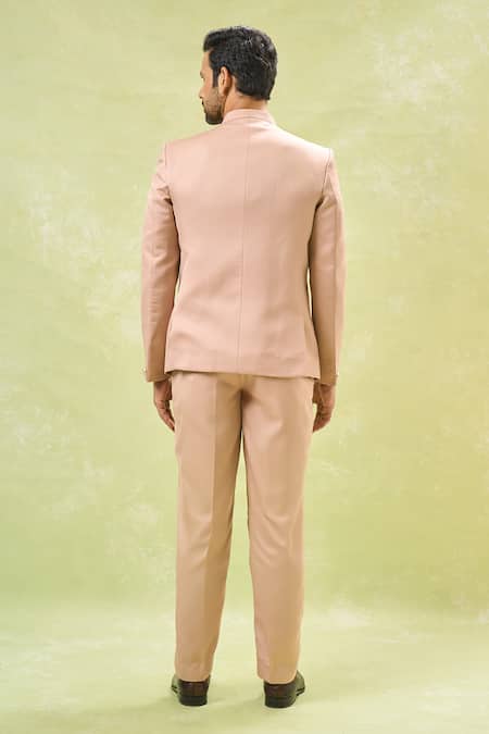 Arihant Rai Sinha Pink Mandarin Collared Bandhgala & Pant Set 