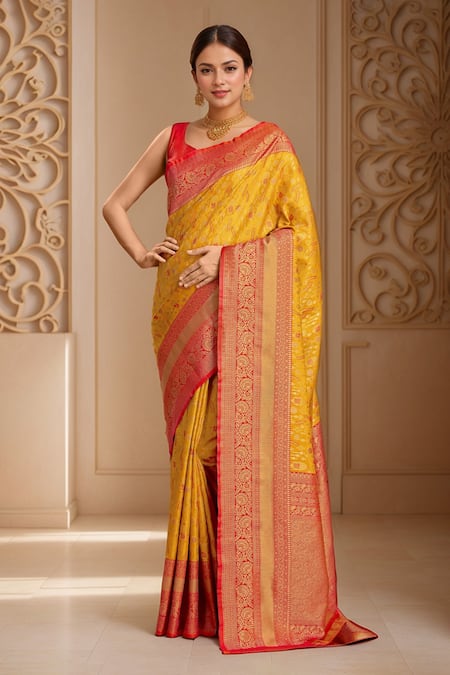 Samyukta Singhania Floral Vine Banarasi Saree Set 