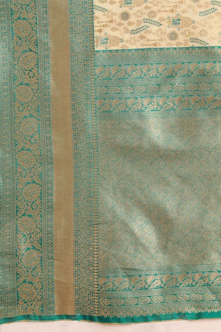 Buy Naintara Bajaj Beige Silk, Tissue Embroidery Plunge Neck Bird Woven Banarasi Saree And Blouse Buy_Naintara Bajaj_Beige Silk, Tissue Embroidery Plunge Neck Bird Woven Banarasi Saree And Blouse