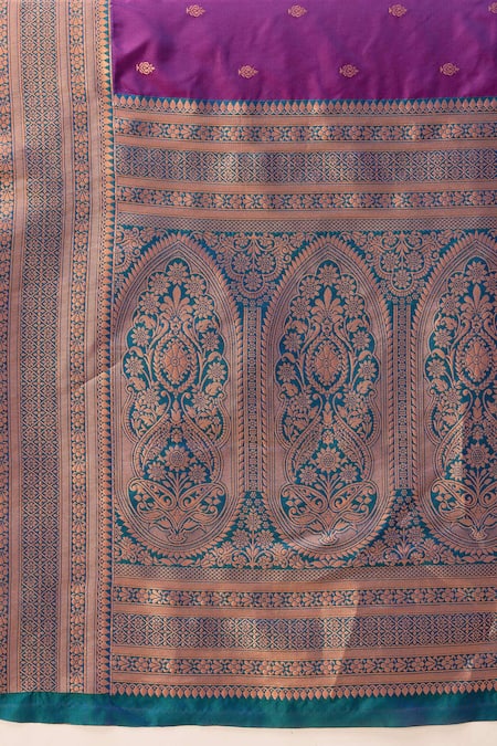 Shop Naintara Bajaj Purple Viscose, Silk Embroidery Square Neck Floral Woven Saree With Blouse Online at Aza Fashions Shop_Naintara Bajaj_Purple Viscose, Silk Embroidery Square Neck Floral Woven Saree With Blouse _Online_at_Aza_Fashions