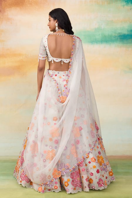 Shop SHASHA GABA Mint Silk Organza Sequins, Embroidery, Cut Work Flora Green Lehenga Set at Aza Fashions Shop_SHASHA GABA_Mint Silk Organza Sequins, Embroidery, Cut Work Flora Green Lehenga Set _at_Aza_Fashions