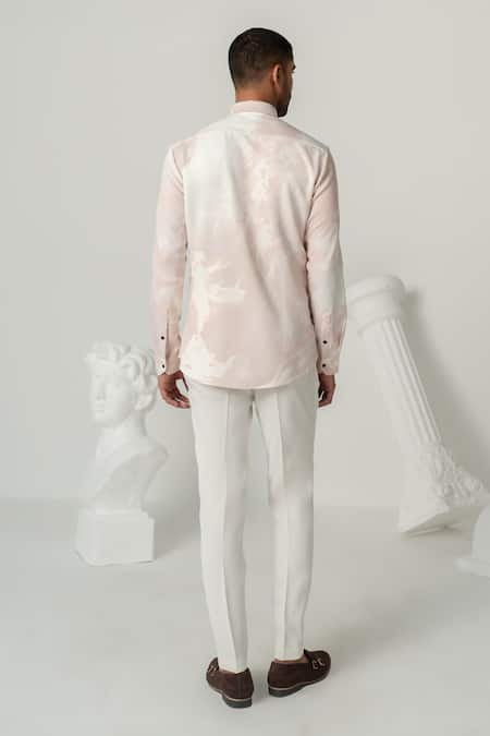 Shop_Varun Chakkilam_Pink Cotton Serene Mist Print Full Sleeve Shirt _at_Aza_Fashions