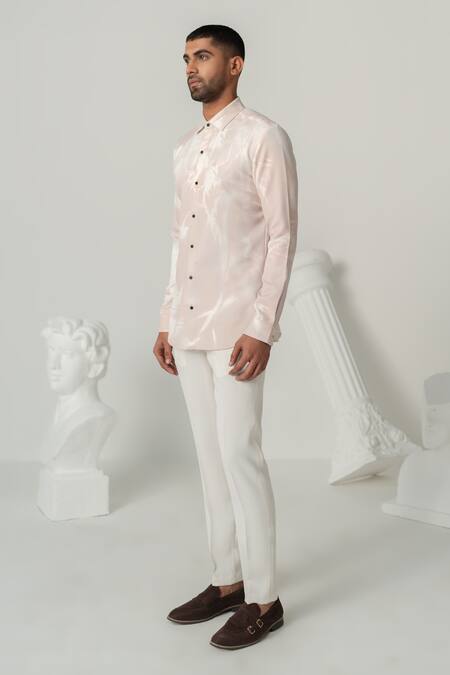 Varun Chakkilam_Pink Cotton Serene Mist Print Full Sleeve Shirt _Online_at_Aza_Fashions