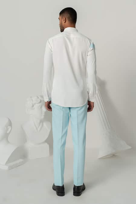 Shop_Varun Chakkilam_White Crepe Serene Ray Print Designer Shirt _at_Aza_Fashions