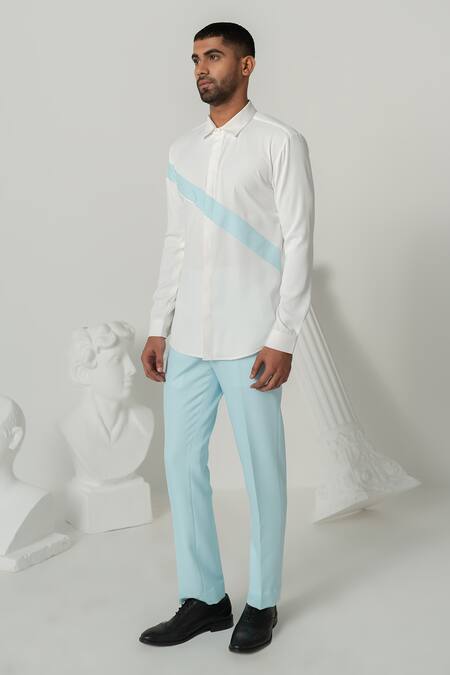 Buy_Varun Chakkilam_White Crepe Serene Ray Print Designer Shirt _Online_at_Aza_Fashions