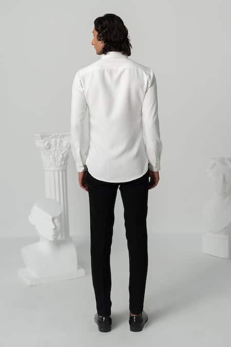 Shop_Varun Chakkilam_White Polyester Embroidery Shadow Ray Full Sleeves Shirt _at_Aza_Fashions