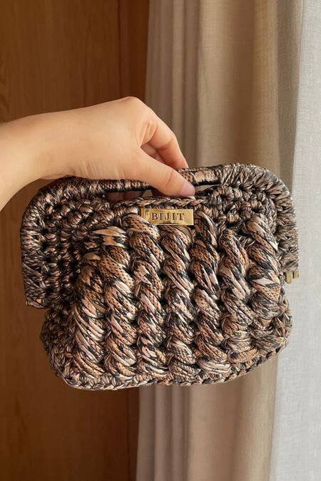 Buy_Bijit_Black Braided Textured Clutch_Online_at_Aza_Fashions