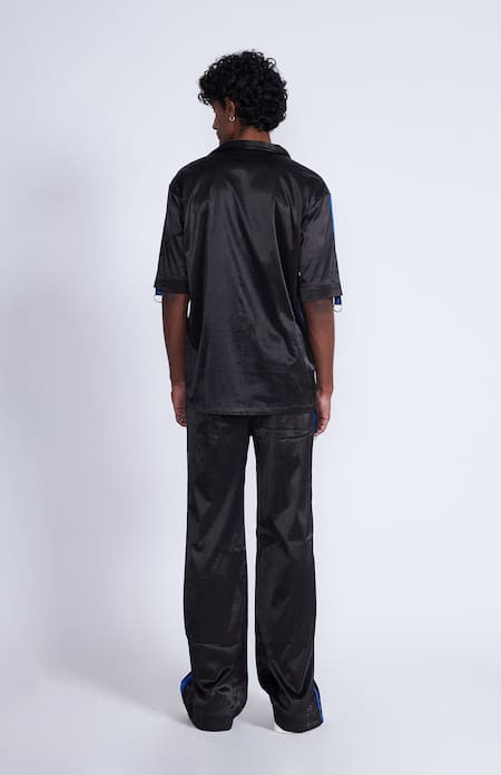 Shop_Advait_Black Gingham Straight Fit Trouser _at_Aza_Fashions