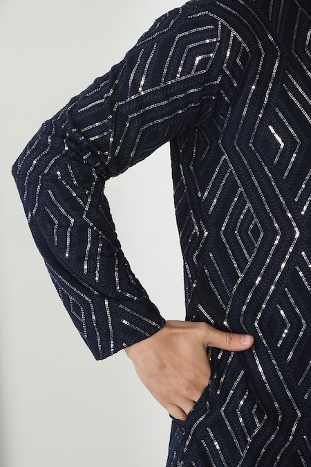 Buy Aham-Vayam Black Cotton Sequins, Embroidery Kurta Set With Pant Buy_Aham-Vayam_Black Cotton Sequins, Embroidery Kurta Set With Pant