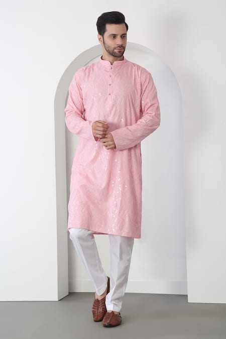 Aham-Vayam Barfi Embroidered Cotton Kurta Set 