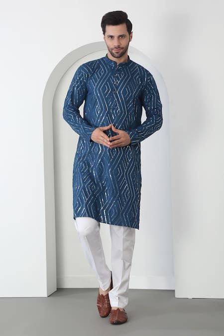 Aham-Vayam Barfi Embroidered Cotton Kurta Set 