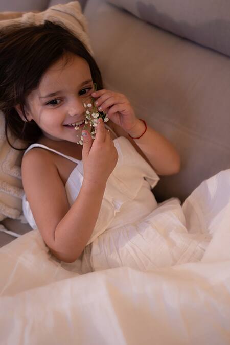 Love The World Today White Handloom Cotton Handwoven Tiered Maxi Dress Online at Aza Fashions Love The World Today_White Handloom Cotton Handwoven Tiered Maxi Dress _Online_at_Aza_Fashions