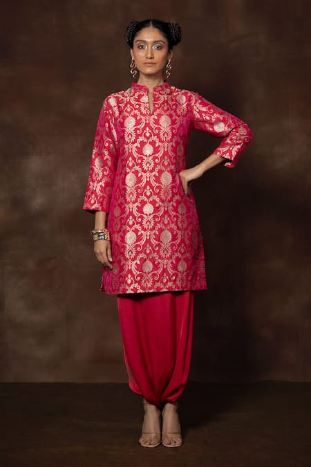 VISHWA BY PINKI SINHA x AZA Floral Banarasi Silk Kurta & Dhoti Pant Set 