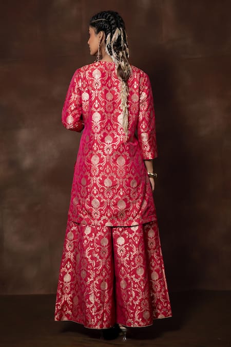 Vishwa By Pinki Sinha X AZA Floral Banarasi Silk Kurta Sharara Set 