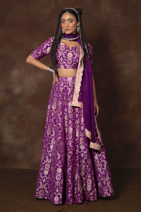 VISHWA BY PINKI SINHA x AZA Floral Banarasi Silk Lehenga Set 