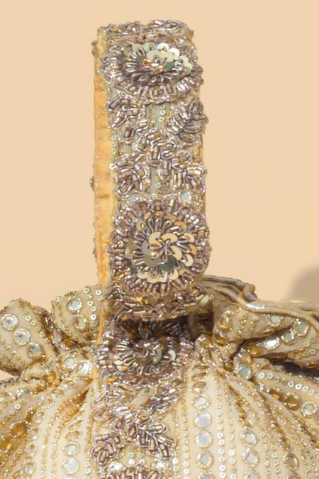 Amyra_Gold Sequins, Zari Embroidered Potli Bag _Online_at_Aza_Fashions