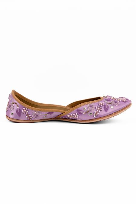 Azora_Purple Dream Flora Sequin Embroidered Juttis _Online_at_Aza_Fashions