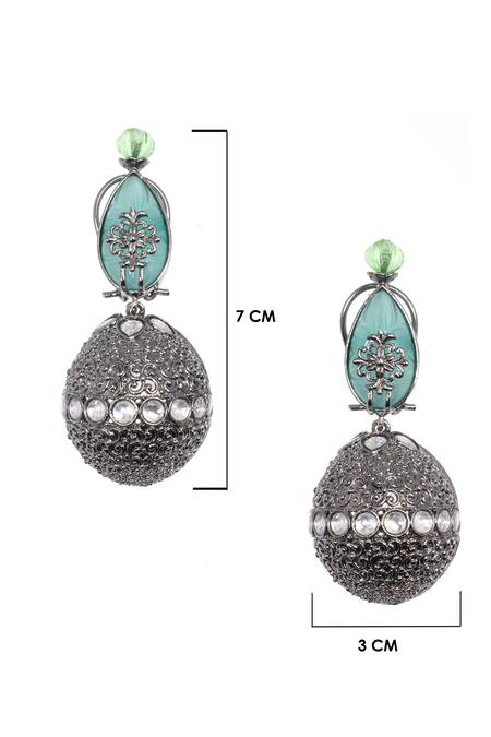 Buy Nayaab By Sonia Silver Plated Stones Aqua And Polki Drop Earrings Online at Aza Fashions Buy_Nayaab By Sonia_Silver Plated Stones Aqua And Polki Drop Earrings _Online_at_Aza_Fashions