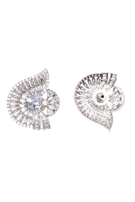 Nayaab By Sonia Silver Plated Stones Embellished Stud Earrings Online at Aza Fashions Nayaab By Sonia_Silver Plated Stones Embellished Stud Earrings _Online_at_Aza_Fashions