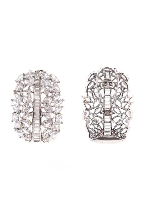 Buy Nayaab By Sonia Silver Plated Imitation Diamond Queens Cascade Studded Hoops Online at Aza Fashions Buy_Nayaab By Sonia_Silver Plated Imitation Diamond Queens Cascade Studded Hoops _Online_at_Aza_Fashions