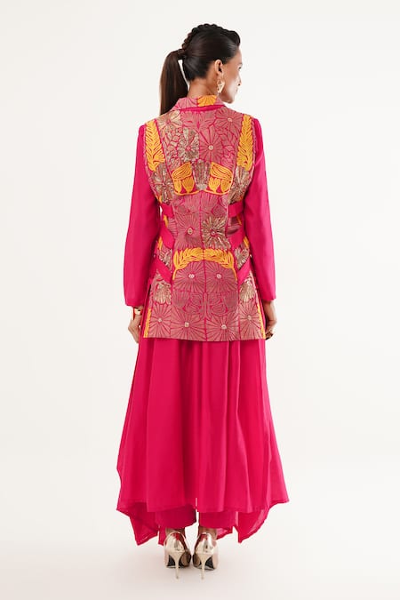 Jajaabor Cutwork Embroidered Jacket Kurta Set 