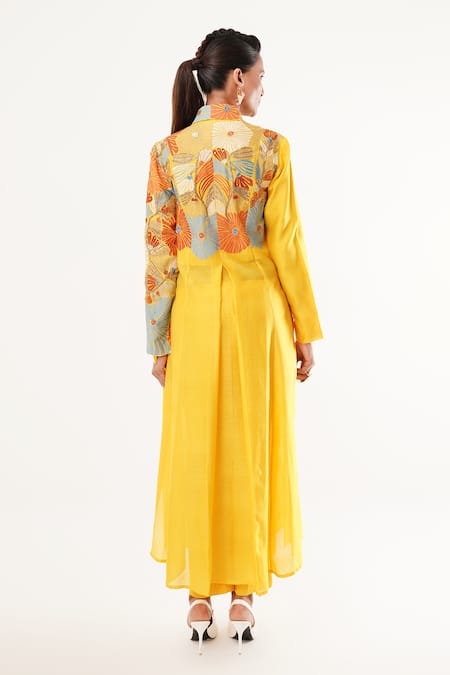 Jajaabor Embroidered Asymmetric Angarkha Kurta Set 