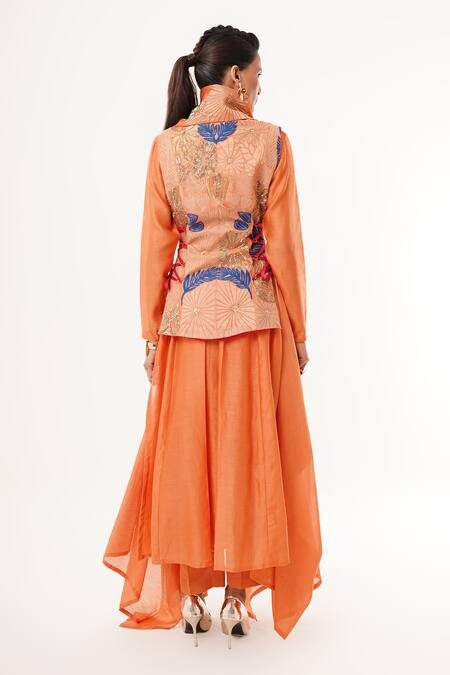 Jajaabor Floral Work Angarkha Jacket Set 