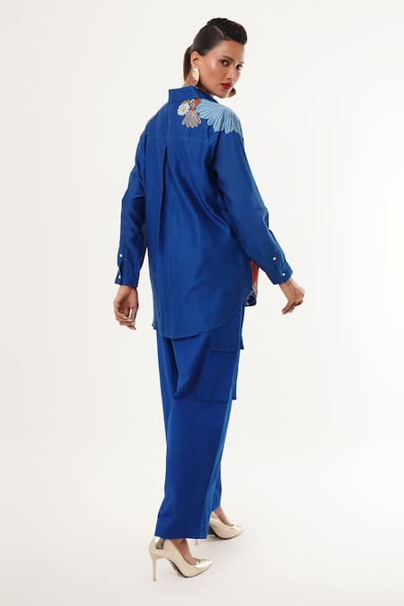 Jajaabor Floral Embroidered Shirt & Cargo Pant Set 