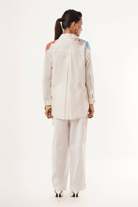 Jajaabor Floral Embroidered Shirt & Cargo Pant Set 